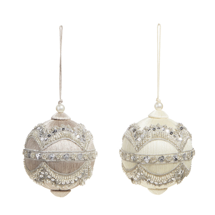 JEWEL AND WRAPPED THREAD BALL HANGING ORNAMENT