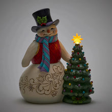 Load image into Gallery viewer, All is Merry and Bright Snowman with Vintage LED Tree