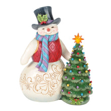 Load image into Gallery viewer, All is Merry and Bright Snowman with Vintage LED Tree