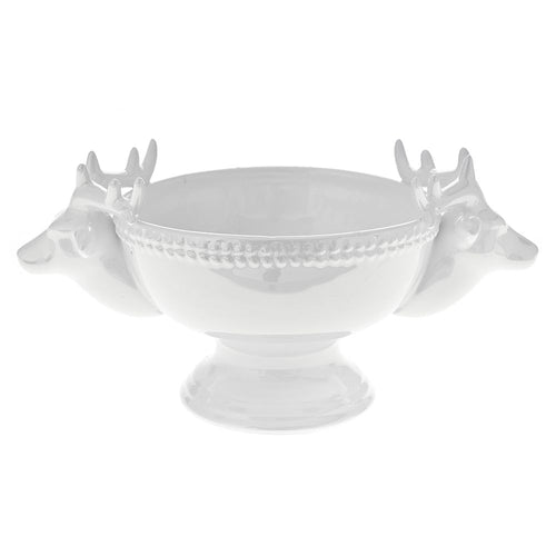 WHITE CERAMIC BOWL WITH DEERS