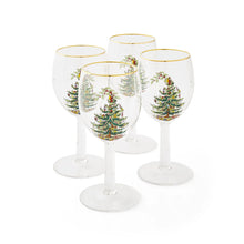 Load image into Gallery viewer, Spode Christmas Tree Set of 4 Wine Glasses