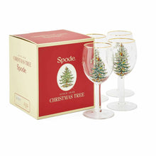 Load image into Gallery viewer, Spode Christmas Tree Set of 4 Wine Glasses