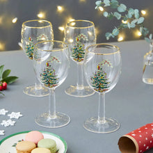 Load image into Gallery viewer, Spode Christmas Tree Set of 4 Wine Glasses