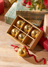 Load image into Gallery viewer, Box Of Gold Crackle Ball Hanging Ornaments