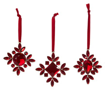 Load image into Gallery viewer, Red Jeweled Snowflake Hanging Ornament