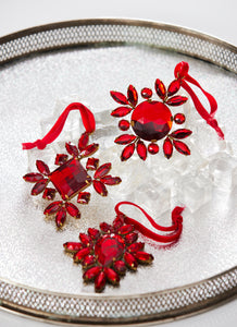 Red Jeweled Snowflake Hanging Ornament