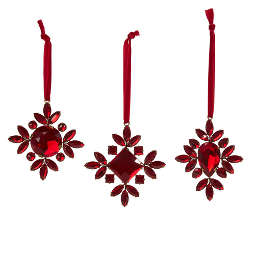 Red Jeweled Snowflake Hanging Ornament