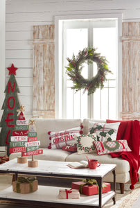 Red Plaid Holly PIllow