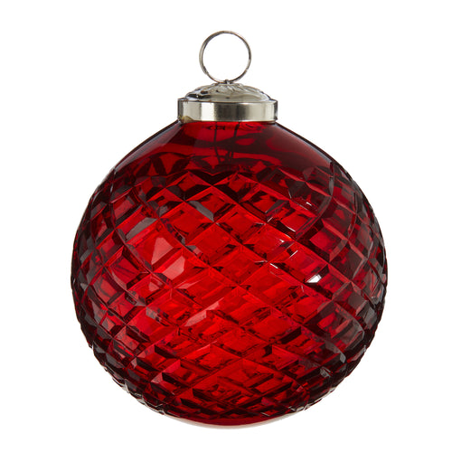 Red Diamond Cut Ball Hanging Ornament