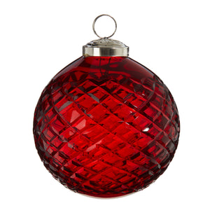 Red Diamond Cut Ball Hanging Ornament