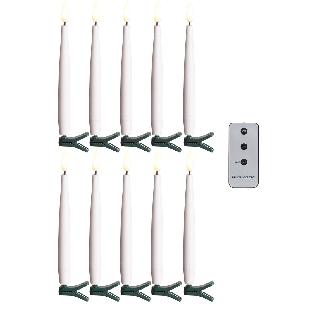 Set of 10 Clip On Lighted Candles with Remote