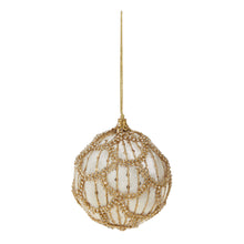 Load image into Gallery viewer, Jeweled White Velvet Ball Hanging Bauble