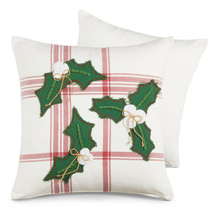 Red Plaid Holly PIllow