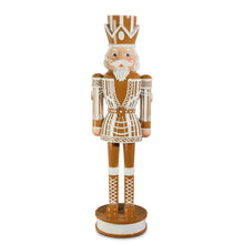 Load image into Gallery viewer, Large White and Brown Gingerbread Nutcracker Christmas Figure