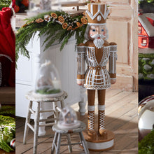 Load image into Gallery viewer, Large White and Brown Gingerbread Nutcracker Christmas Figure
