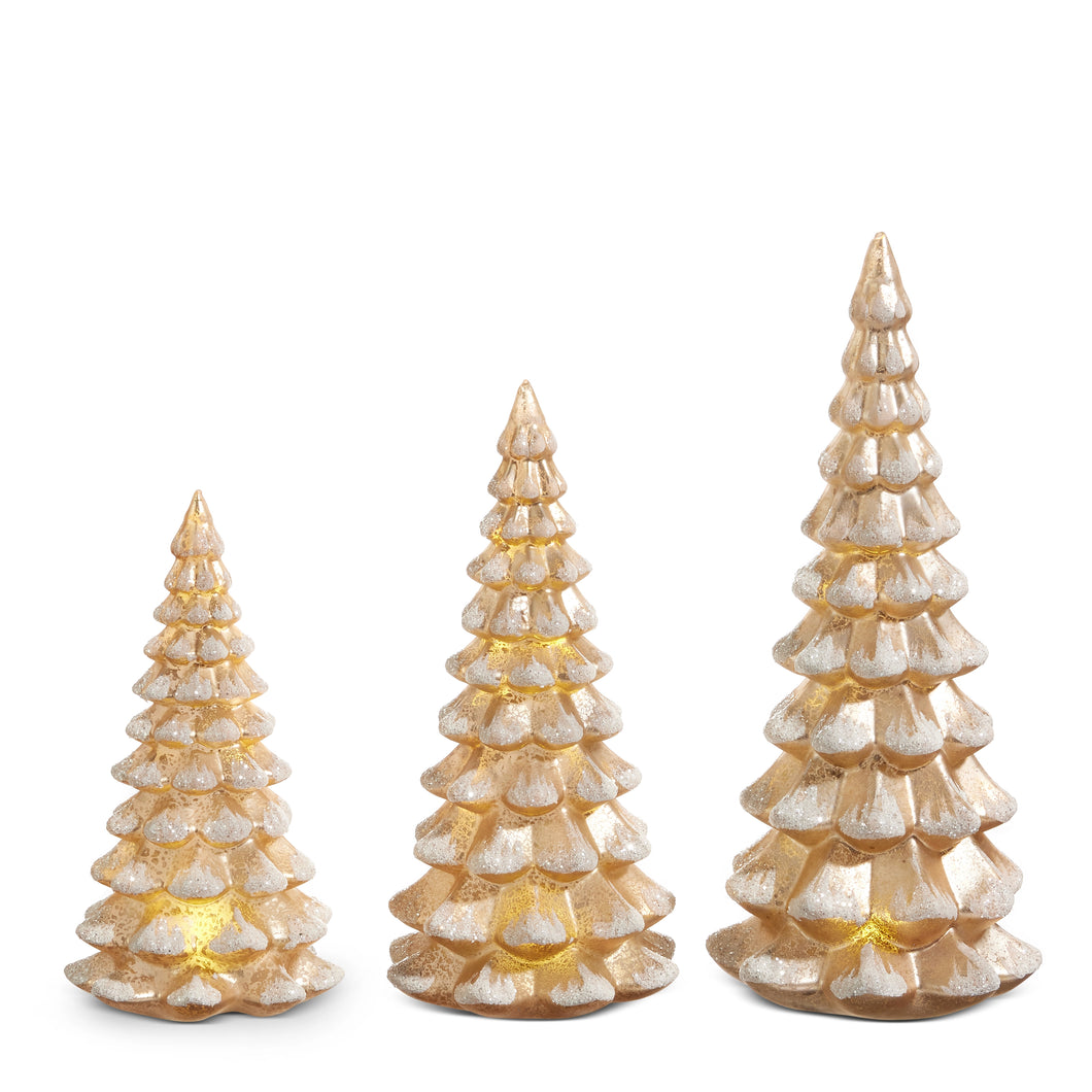 Lighted Antiqued Champagne Trees