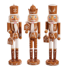 Load image into Gallery viewer, Brown and White Wooden Gingerbread Nutcracker Christmas Decoration
