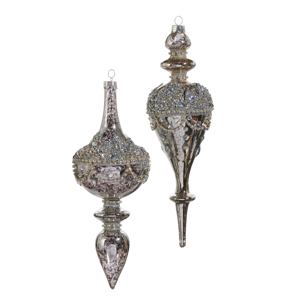 Jeweled Mercury Finial Hanging Ornaments