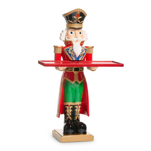 Large Christmas Nutcracker Butler Figure Holding Tray