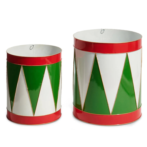 Oversized Nutcracker Drum Bucket Christmas Decoration Set of 2