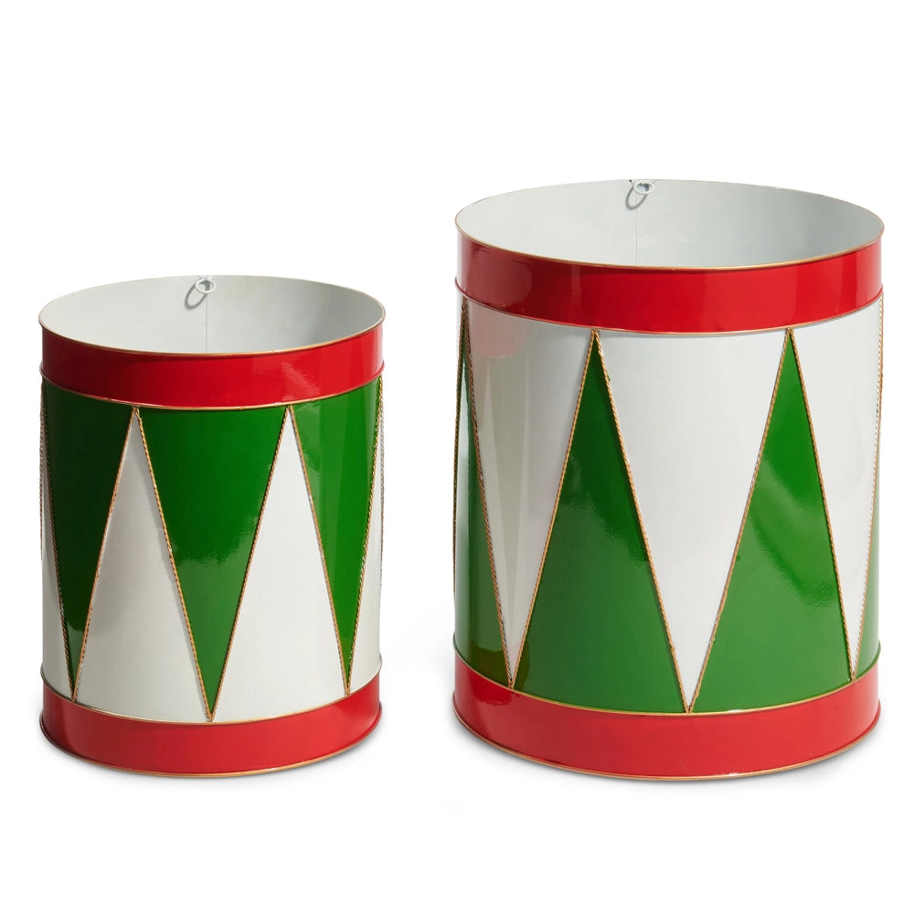 Oversized Nutcracker Drum Bucket Christmas Decoration Set of 2