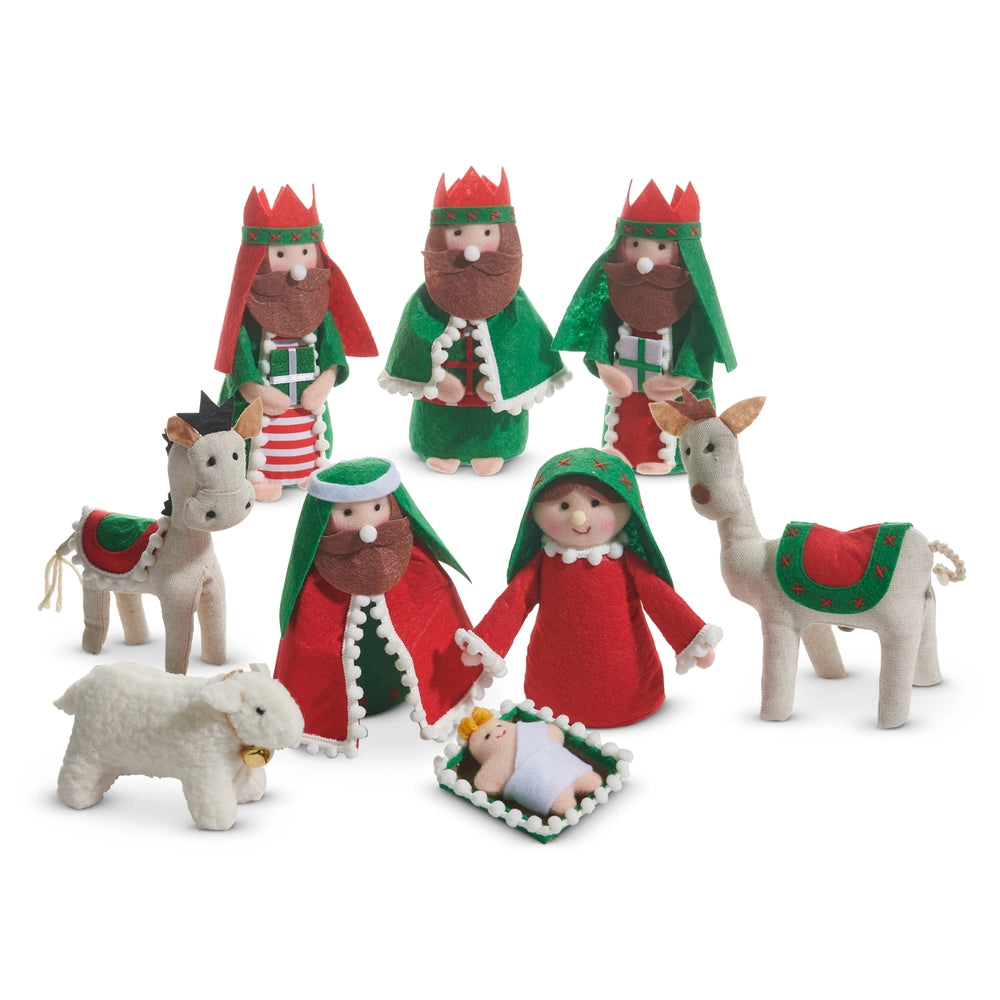 Red and Green Nativity Set