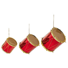 Load image into Gallery viewer, Red and Gold Drum Christmas Ornaments Set of 3