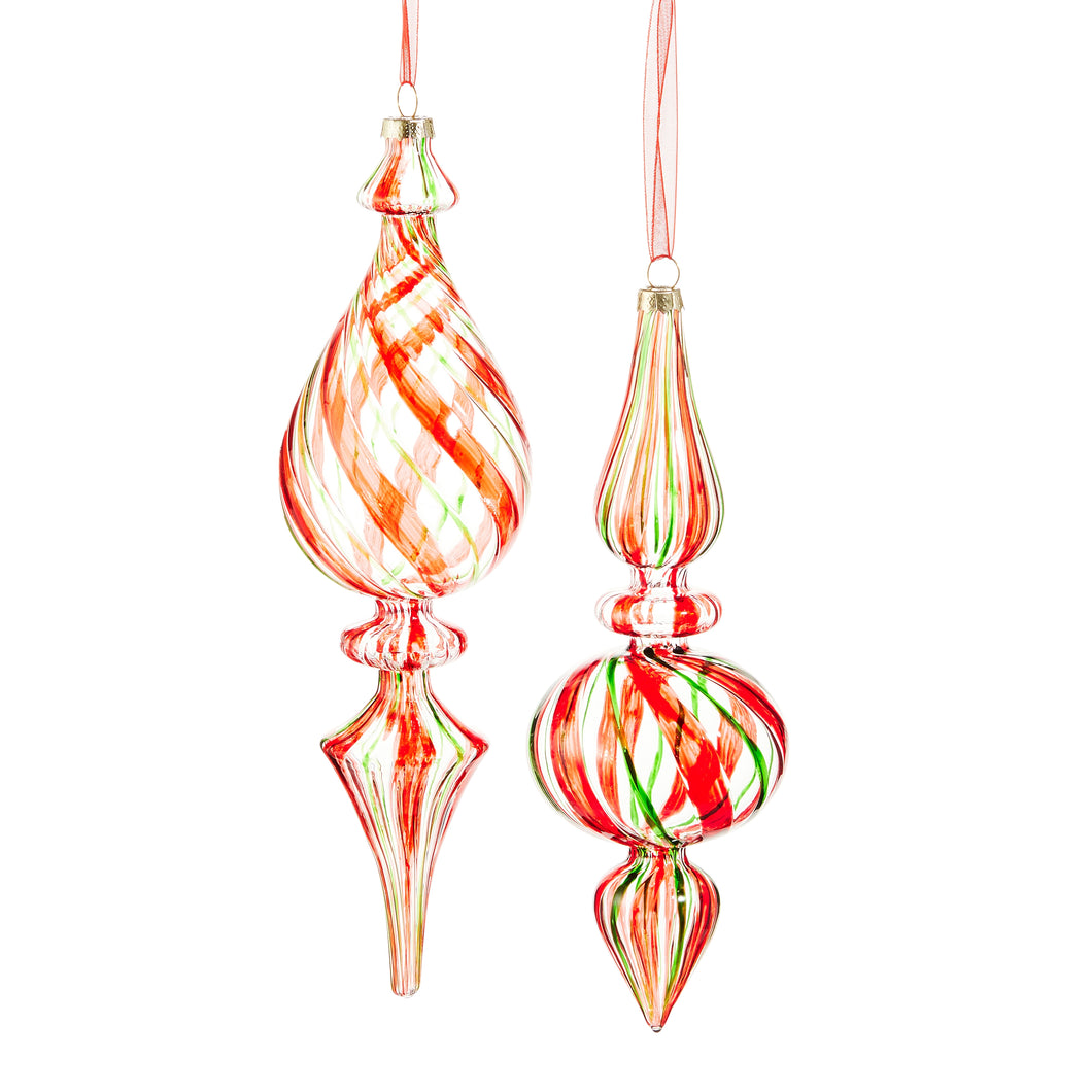 Tricolor Spiral Finial Ornaments