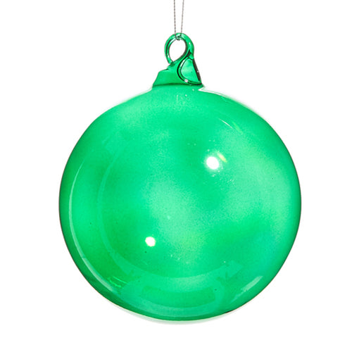 Green Blown Glass Ball Christmas Hanging Ornament