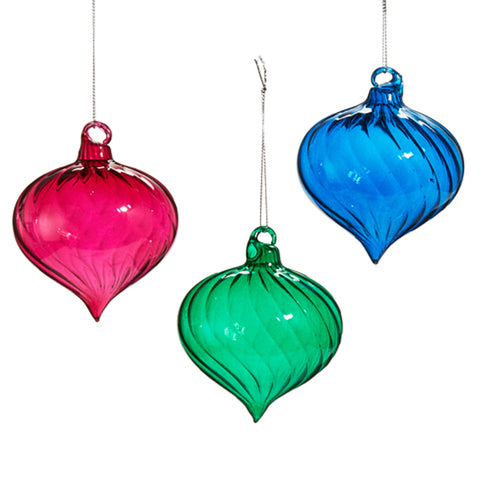 Multicolor Swirl Blown Glass Christmas Hanging Ornament