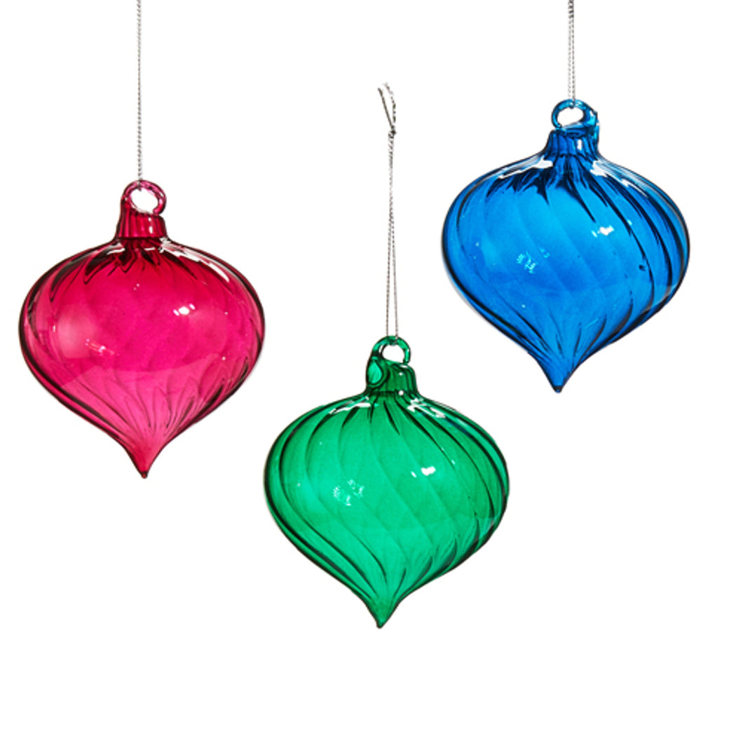 Multicolor Swirl Blown Glass Christmas Hanging Ornament