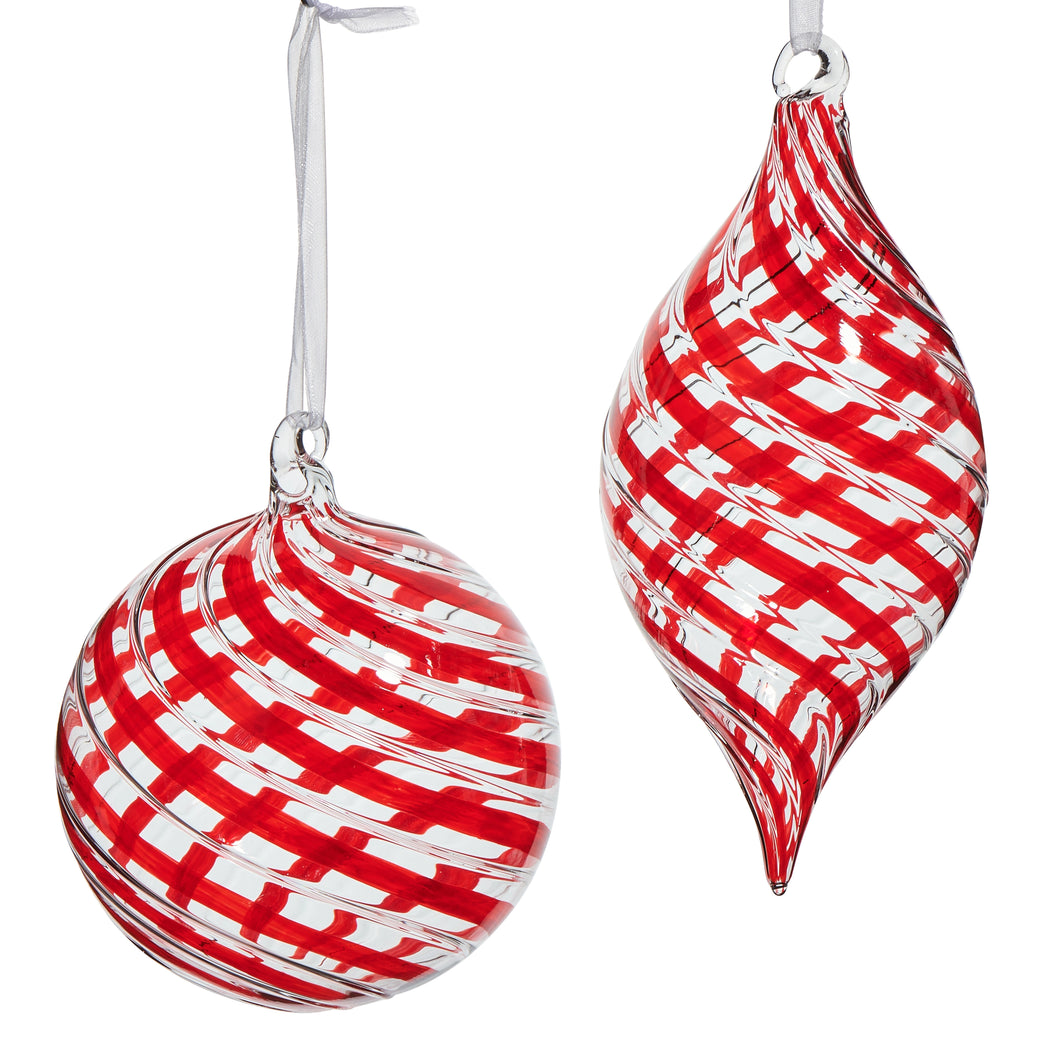 Red Swirl Glass Hanging Ornament