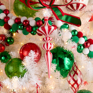 Striped Finial Glass Christmas Ornament