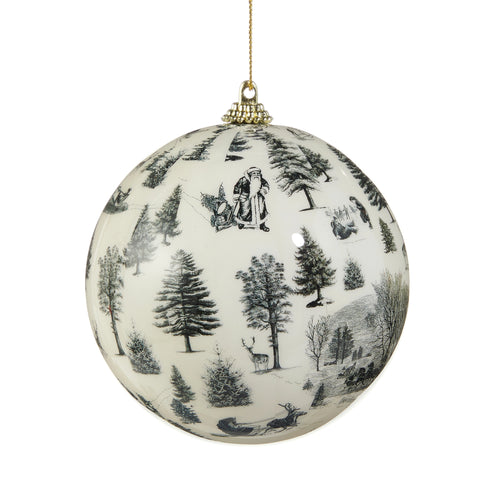 Through The Woods Black and White Christmas Ball Ornament