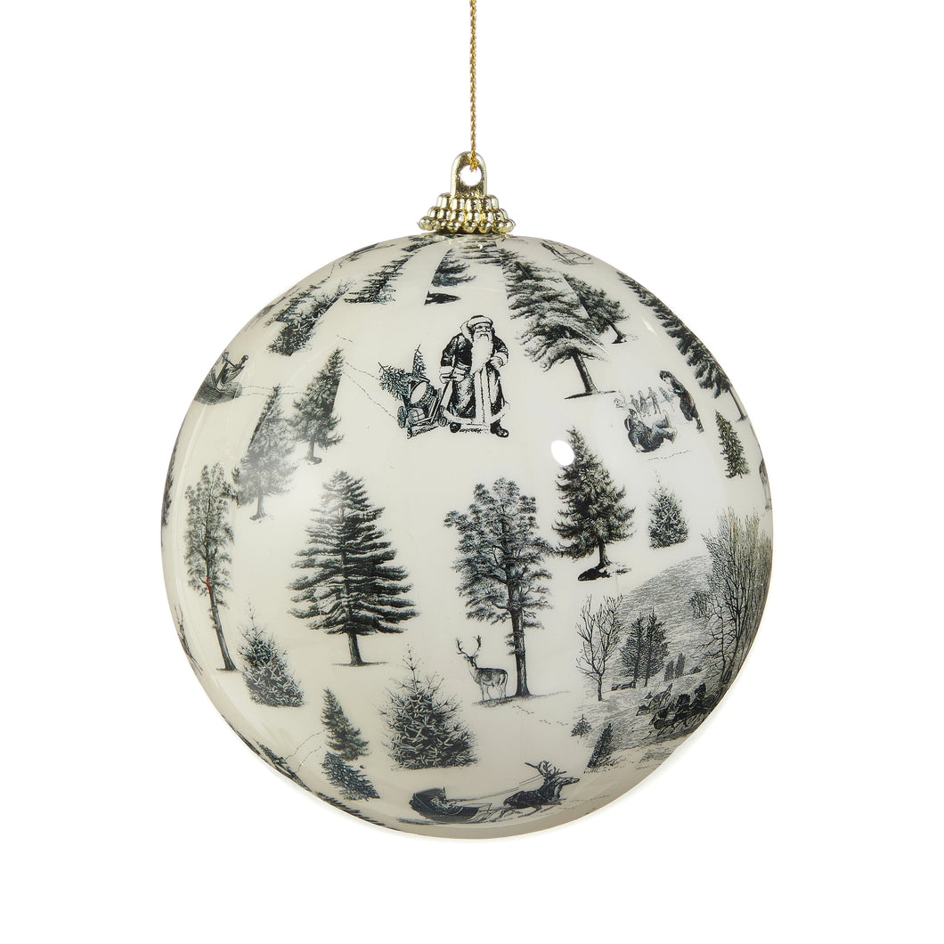 Through The Woods Black and White Christmas Ball Ornament