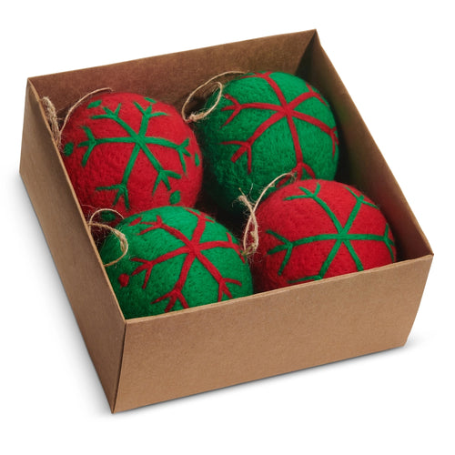 Box of Snowflake Felt Ball Hanging Ornaments