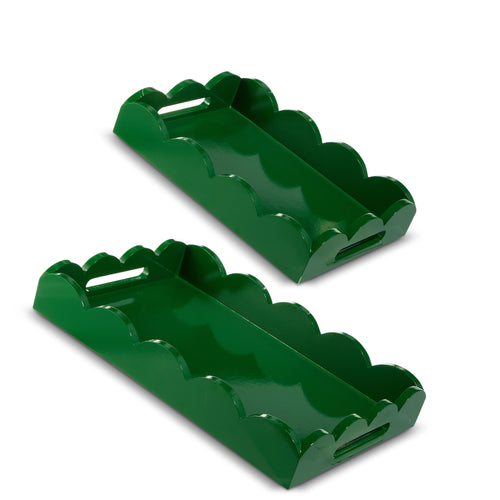 Green Scalloped Trays