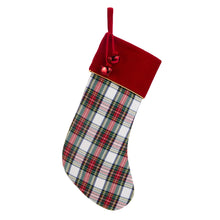 Load image into Gallery viewer, White Plaid Stocking with Bells