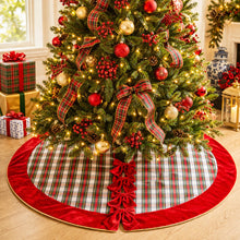 Load image into Gallery viewer, Plaid Tree Skirt WHITE &amp; RED