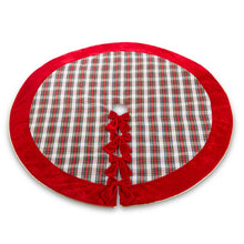 Load image into Gallery viewer, Plaid Tree Skirt WHITE &amp; RED