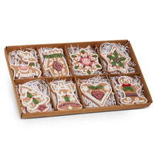 Load image into Gallery viewer, Box of 8 Decorated Gingerbread Cookie Ornaments