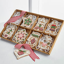 Load image into Gallery viewer, Box of 8 Decorated Gingerbread Cookie Ornaments
