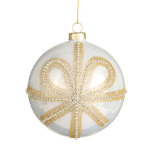 Load image into Gallery viewer, Gold Bow White Ball Ornament