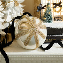 Load image into Gallery viewer, Gold Bow White Ball Ornament