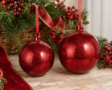Load image into Gallery viewer, Red Glitter Ball Ornament - Large