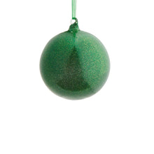 Load image into Gallery viewer, Green Glitter Ball Ornament - Medium