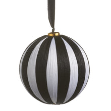 Load image into Gallery viewer, Black and White Striped Yarn Ball Ornament