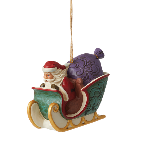 Twas the Night Santa in Sleigh Hanging Ornament