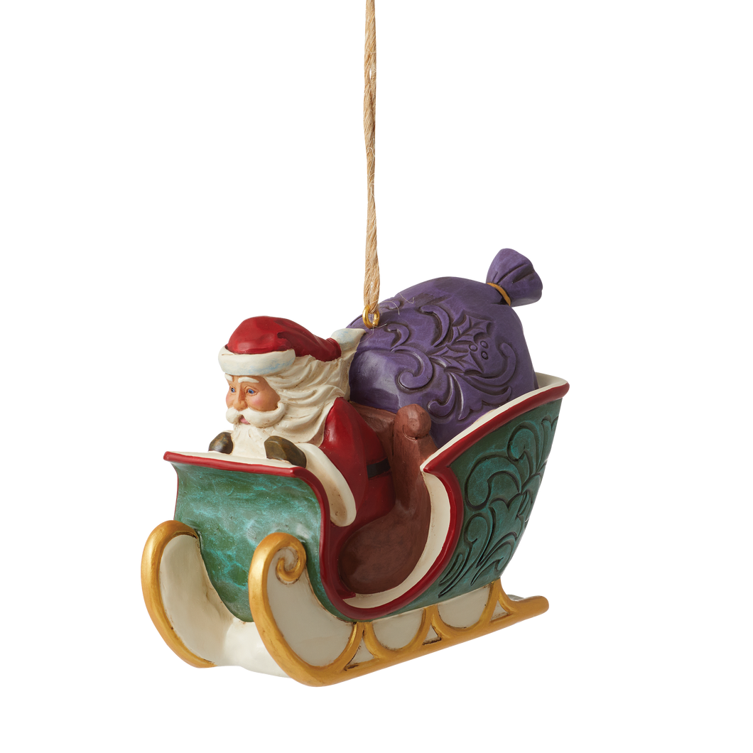 Jim Shore Twas the Night Santa in Sleigh Hanging Ornament