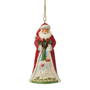 Santa Holding Cardinals Hanging Ornament